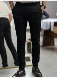 8602-Score Siyah Pamuk Pantolon