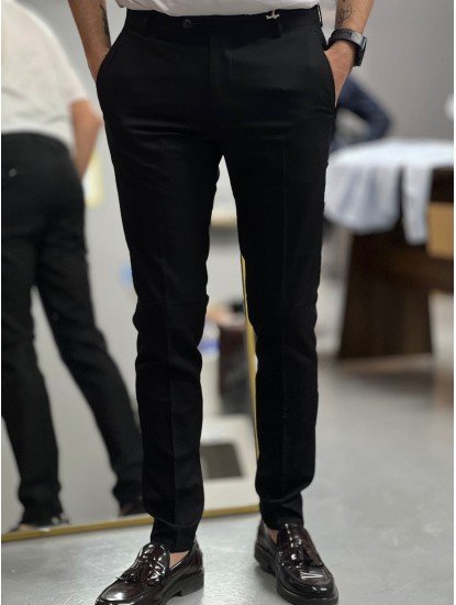 8602-Score Siyah Pamuk Pantolon
