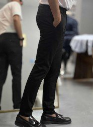 8602-Score Siyah Pamuk Pantolon