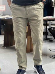 8648-NTWRK A. Yeşil Rengi Regular Fit Keten Pantolon