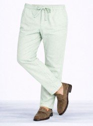 8648-NTWRK A. Yeşil Rengi Regular Fit Keten Pantolon