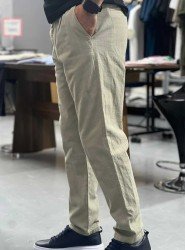 8648-NTWRK A. Yeşil Rengi Regular Fit Keten Pantolon