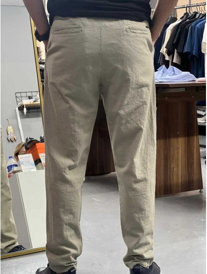 8648-NTWRK A. Yeşil Rengi Regular Fit Keten Pantolon