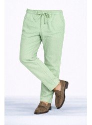 8649-NTWRK Yeşil Rengi Regular Fit Keten Pantolon