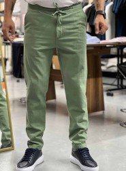 8649-NTWRK Yeşil Rengi Regular Fit Keten Pantolon