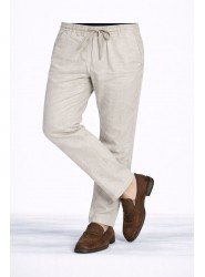 8650-NTWRK Vizon Rengi Regular Fit Keten Pantolon