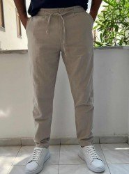 8650-NTWRK Vizon Rengi Regular Fit Keten Pantolon
