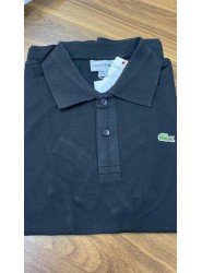 8673-LCST Siyah Klasik Logo Pike Kumaş Polo Yaka Tshirt