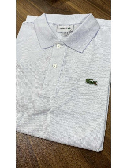 8672-LCST Beyaz Klasik Logo Pike Kumaş Polo Yaka Tshirt