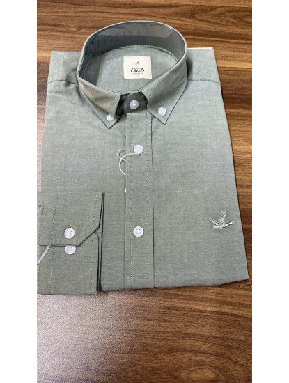 8682- BYMN Comfort Fit Yeşil Pamuk Gömlek