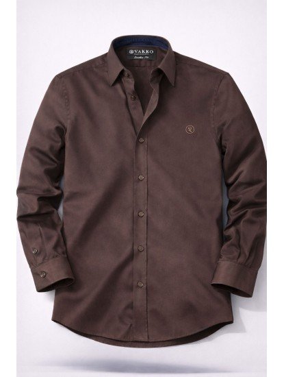 8685- VK Kahverengi Comfort Fit Gömlek