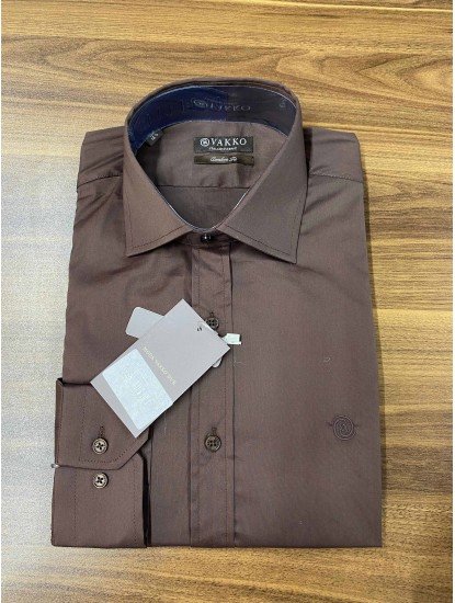 8685- VK Kahverengi Slim Fit Gömlek