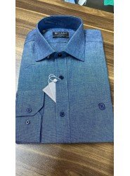 8686- VK K.Mavi Slim Fit Keten Gömlek