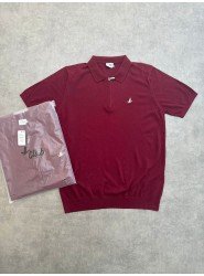 8688- BYMN Bordo Fermuarlı Triko Polo Yaka T-shirt