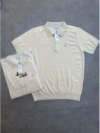 8691- BYMN Siyah Fermuarlı Triko Polo Yaka T-shirt