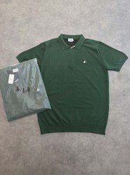 8693- BYMN Yeşil Fermuarlı Triko Polo Yaka T-shirt