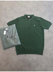 8693- BYMN Yeşil Fermuarlı Triko Polo Yaka T-shirt
