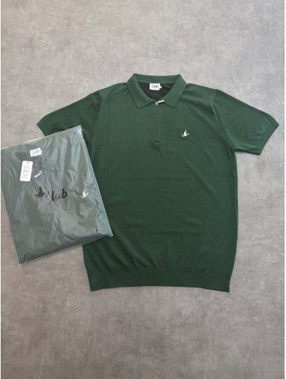 8691- BYMN Siyah Fermuarlı Triko Polo Yaka T-shirt