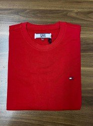 8696- TMY Kırmızı Klasık Logo Bisiklet Yaka T-shirt