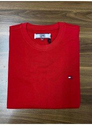 8696- TMY Kırmızı Klasık Logo Bisiklet Yaka T-shirt