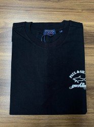 8701- Paul Shark Siyah Göğüste Logolu Bisiklet Yaka T-shirt