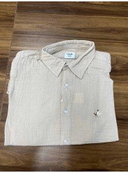 8709- Bymn Bej Müslin Comfort Fit Gömlek