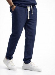 8718- BYMN Lacivert İpli Müslin Pantolon