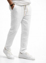 8720- BYMN Beyaz İpli Müslin Pantolon