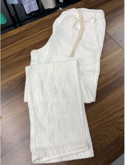8720- BYMN Beyaz İpli Müslin Pantolon