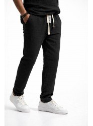 8721- BYMN Siyah İpli Müslin Pantolon