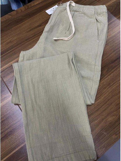 8722- BYMN Yeşil İpli Müslin Pantolon