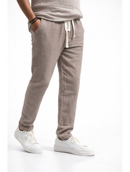 8723- BYMN Vizon İpli Müslin Pantolon