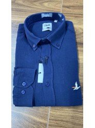 8759-BYMN Slim Fit Lacivert Etamin Kumaş Gömlek
