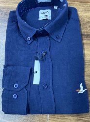 8759-BYMN Slim Fit Lacivert Etamin Kumaş Gömlek