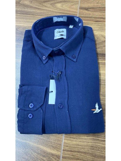 8759-BYMN Slim Fit Lacivert Etamin Kumaş Gömlek