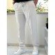 8764-JC Taş Rengi Keten Pantolon