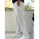 8764-JC Taş Rengi Keten Pantolon