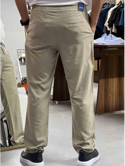 8766-JC A.Yeşil  Keten Pantolon