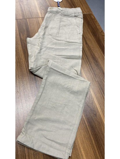 8766-JC A.Yeşil  Keten Pantolon