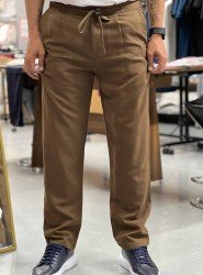 8768-JC Kahverengi Keten Pantolon