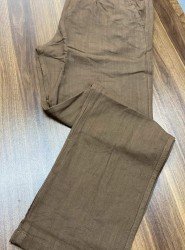 8768-JC Kahverengi Keten Pantolon