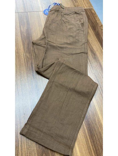 8768-JC Kahverengi Keten Pantolon