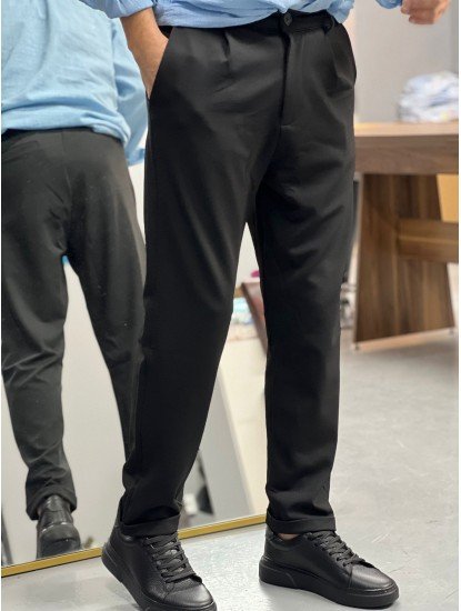 8773-NTW Siyah Slim Fit Pantolon