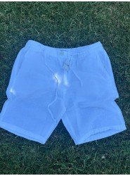 8774-BYMN Beyaz Comfort Fit Müslin Şort