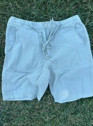 8775-BYMN Su Yeşili Comfort Fit Müslin Şort