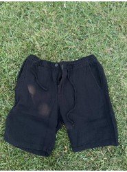8776-BYMN Siyah Comfort Fit Müslin Şort