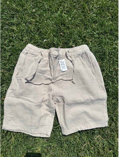 8776-BYMN Siyah Regular Fit Müslin Şort