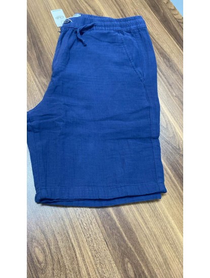 8778-BYMN Lacivert Comfort Fit Müslin Şort