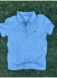 8780-LCST Mavi Yarım Fermuarlı Pike Kumaş Polo Yaka T-Shirt