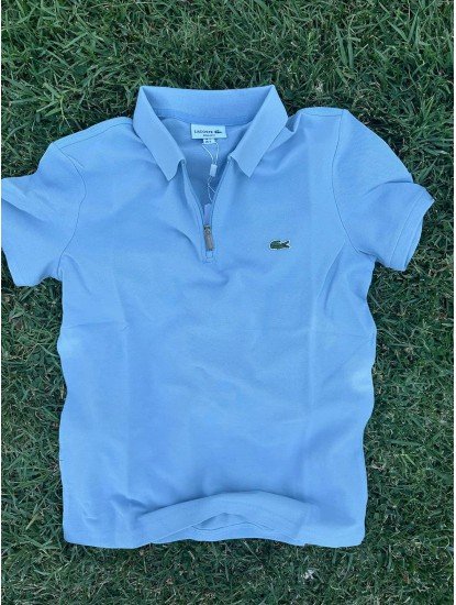 8780-LCST Mavi Yarım Fermuarlı Pike Kumaş Polo Yaka T-Shirt